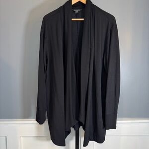 Athleta Black Longline Open Front Cardigan L Tencel Modal Travel Layer FA24